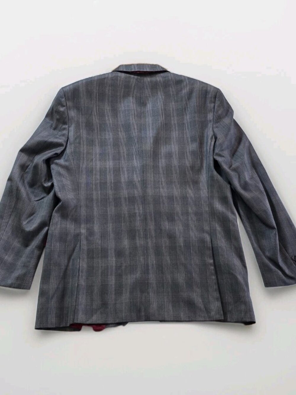 Sand Wool 100s Blazer Mens 52 L Gray Plaid Lined Single Breasted 2B Reda Fabric - Picture 16 of 16